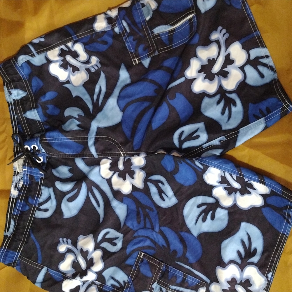 Dark blue floral pattern bathing suit